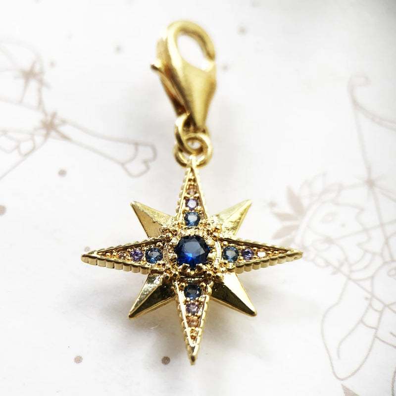 925 Sterling Silver Lucky Golden Royalty Star Pendant Charm for Women