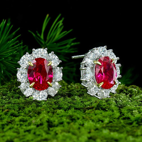 Sterling Silver Natural Ruby Earrings