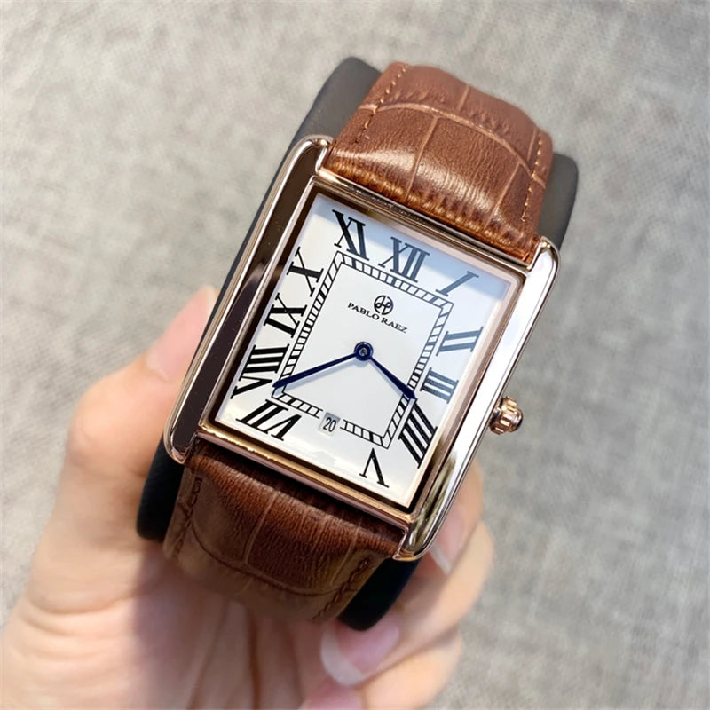 Luxury Men's & Women's Fashion Rectangle Thin Leather Watch