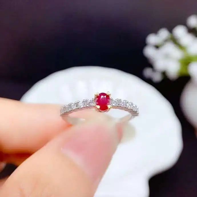 Sterling Silver 0.12 Carat Ruby Ring for Women