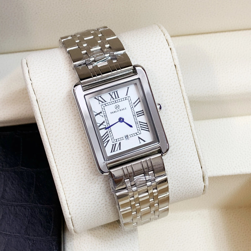 Luxury Square Steel Women's Watch with High Quality Date Display and Sleek Silver Design.