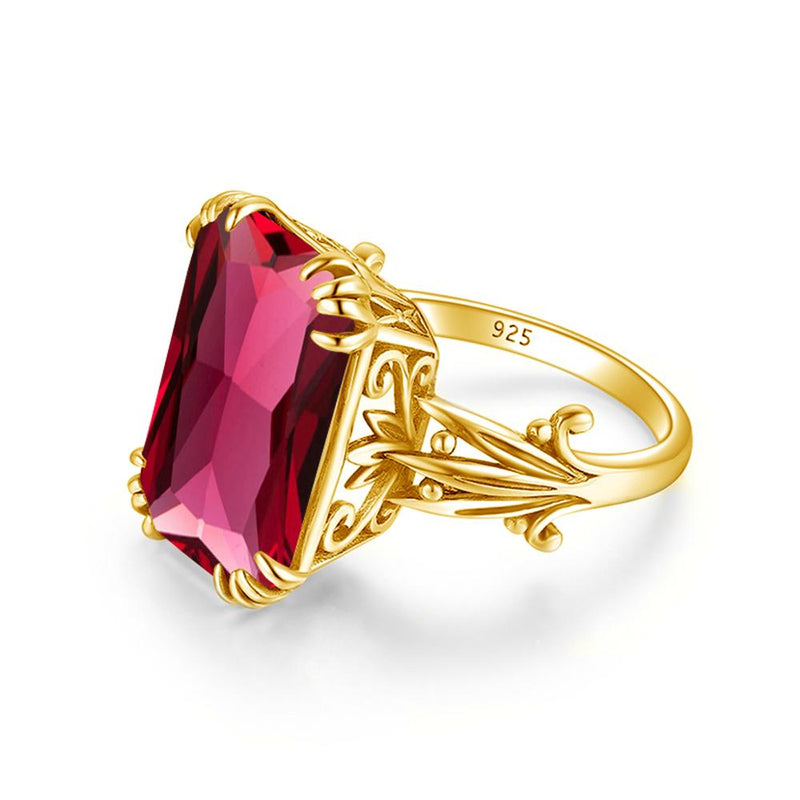 Sterling Silver Red Ruby Stone Ring for Women