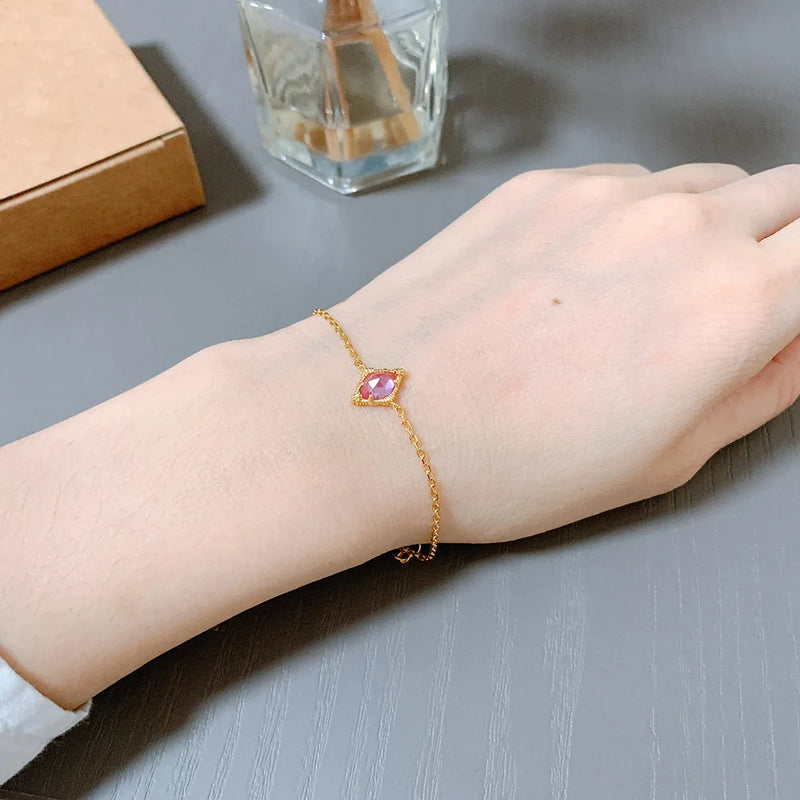 925 Silver Synthetic Corundum Bracelet for Women