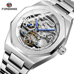 Stainless Steel Automatic Skeleton Watch for Men