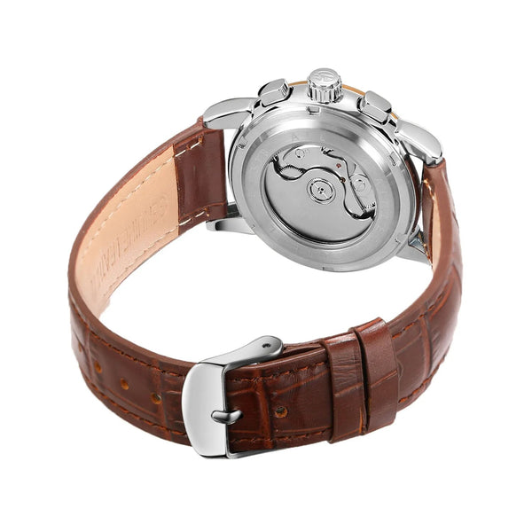 Stainless Steel Genuine Leather AutomaticMechanical Watch for Women