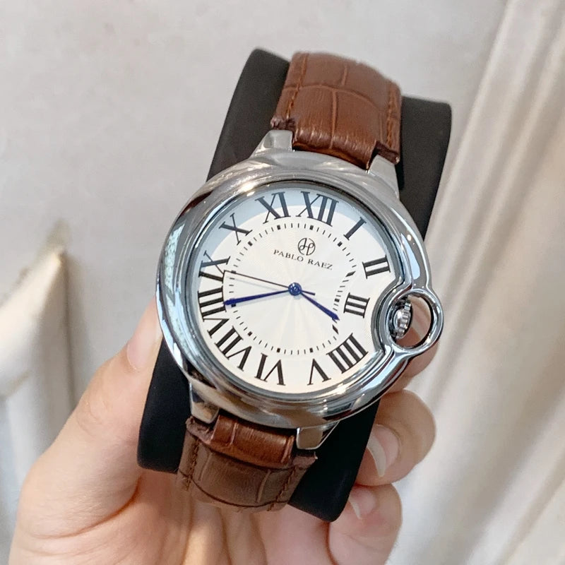 Luxury Leather Blue Quartz Classic Design Watch for Men and Women – Elegant Timepiece for Lovers of Fine Relogies and Fashion Dress Clocks.