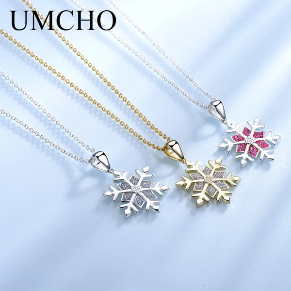 925 Sterling Silver Snowflake Pendant Necklace for Women