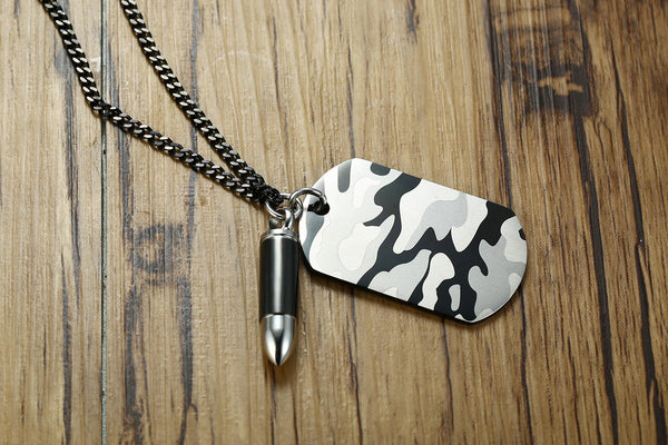 Titanium Stainless Steel Camouflage Pendant Necklace for Men