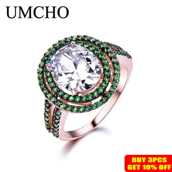 Sterling Silver Cubic Zircon and Emerald Ring for Women