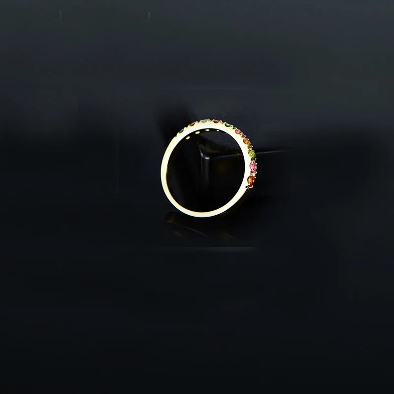 14k Yellow Gold Flawless Round Tourmaline Ring for Women