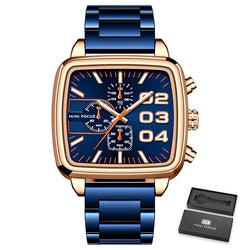 Stainless Steel Men's Chronograph Watch with Luminous Hands