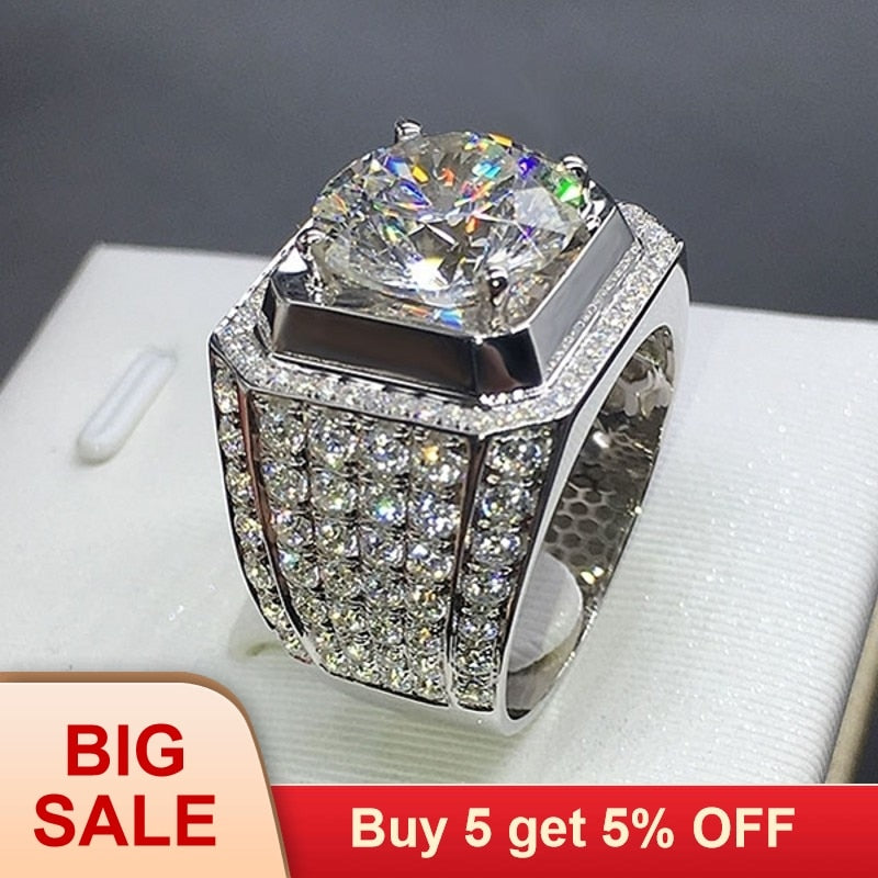 Sterling Silver 2.00 Carat Diamond Ring for Men