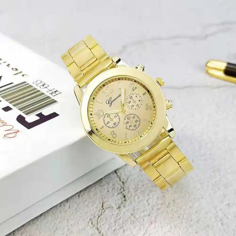 Gold Bangle Watches with Accents for Women