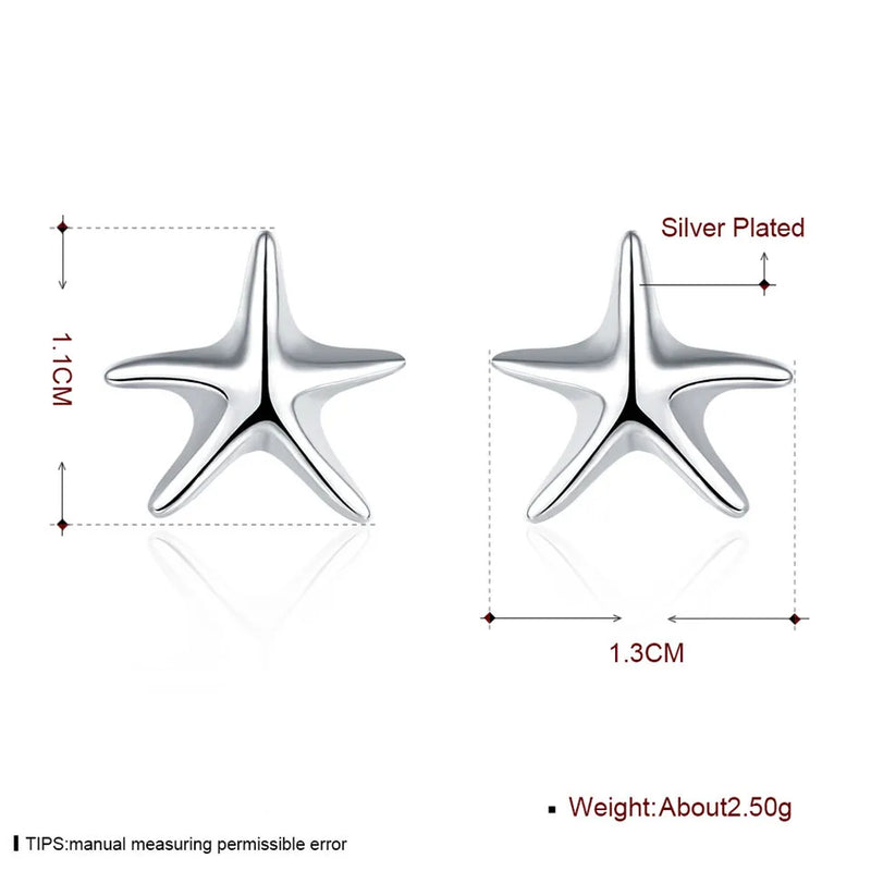 Sterling Silver Starfish Earrings for Women