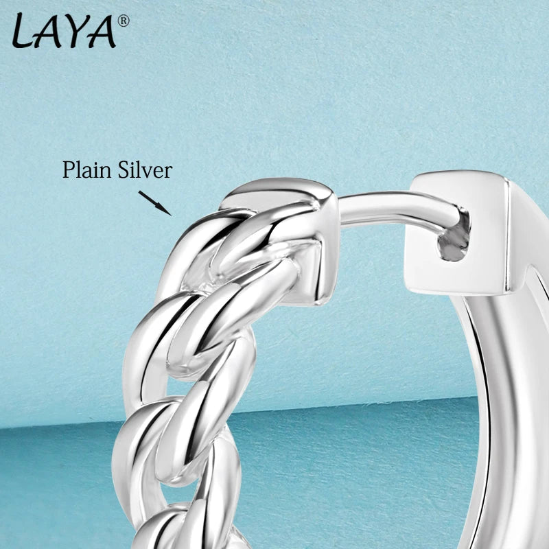 925 Sterling Silver Retro Fashion Chain Hoop Earrings for Women