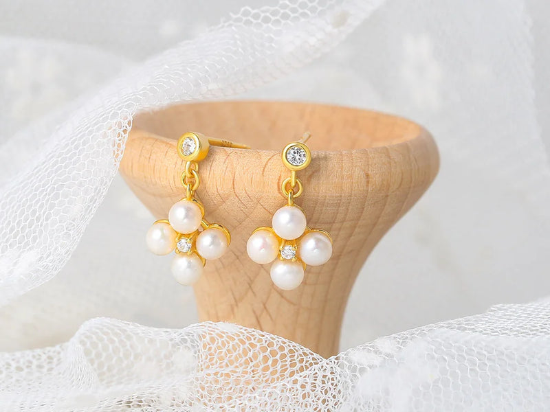 14K Gold Plated Silver Freshwater Pearl Jewelry Set for Women