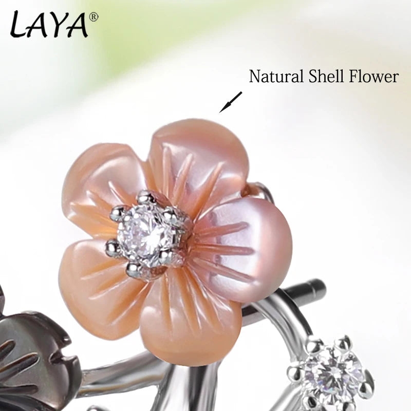 925 Sterling Silver White Chalcedony & Zircon Flower Drop Earrings For Women