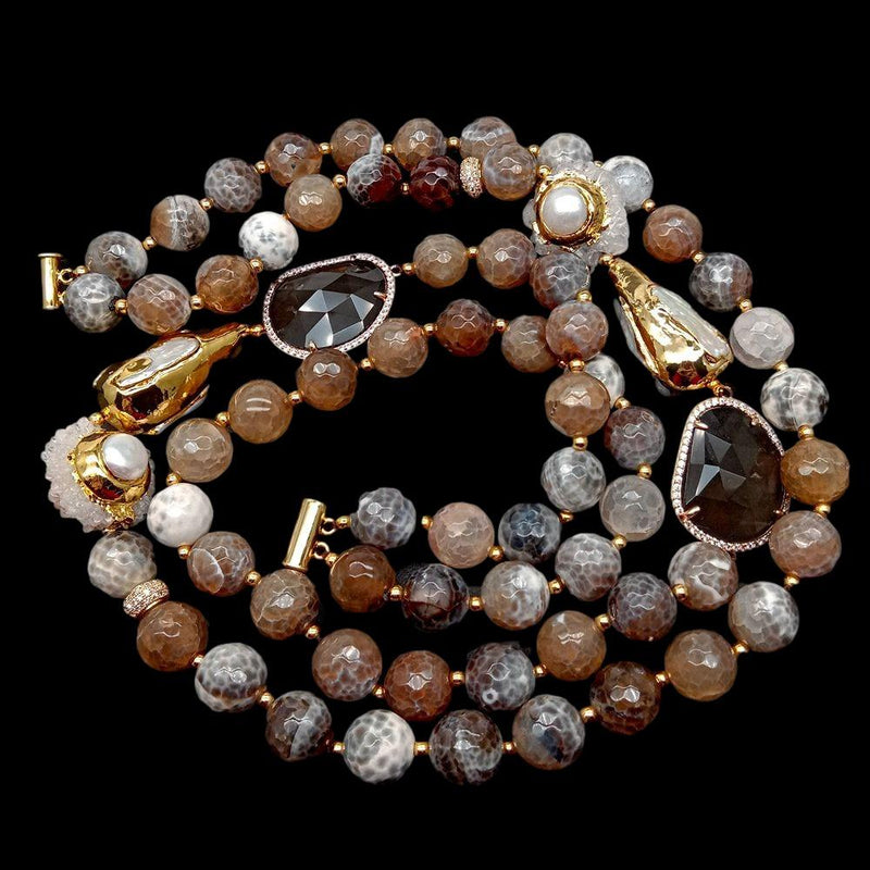 Sterling Silver Fire Agate Druzy Choker Necklace for Women