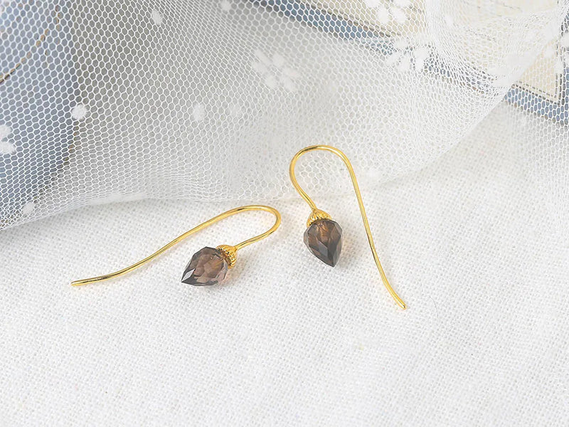 925 Sterling Silver Smoky Quartz Drop Earrings for Women