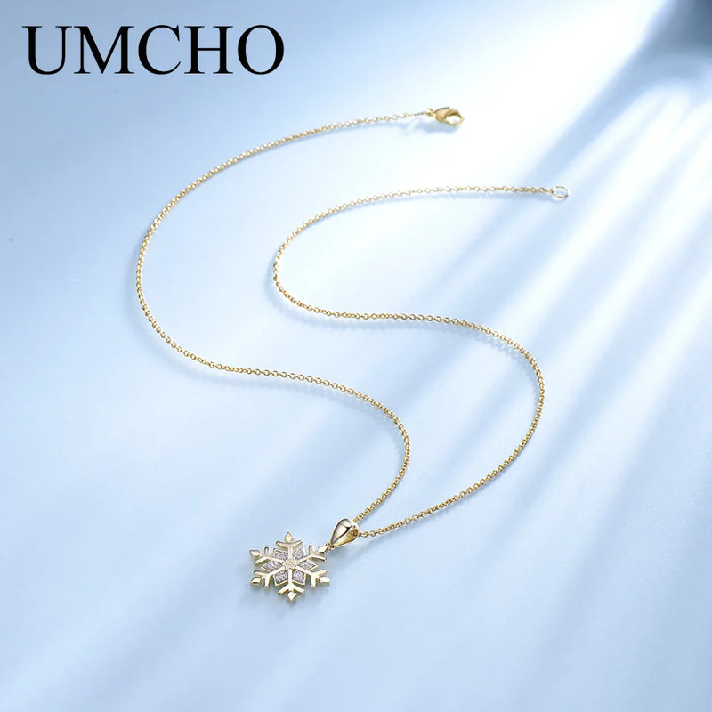 925 Sterling Silver Snowflake Pendant Necklace for Women