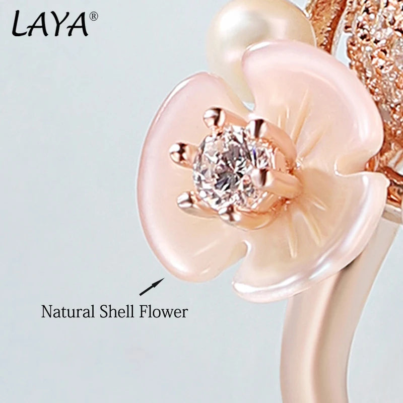 Sterling Silver Shell & Pearl Flower Ring for Women