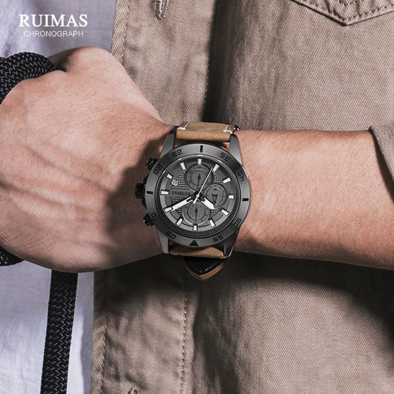 Stainless Steel Quartz Chronograph Luminous Watch for Men