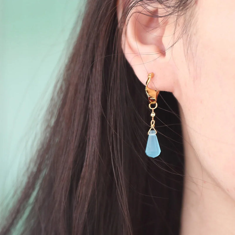 Sterling Silver & 10K Gold Plated Chalcedony Drop Earrings for Women