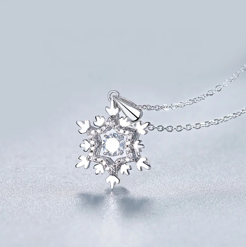 925 Sterling Silver Snowflake Moissanite Pendant Necklace for Women