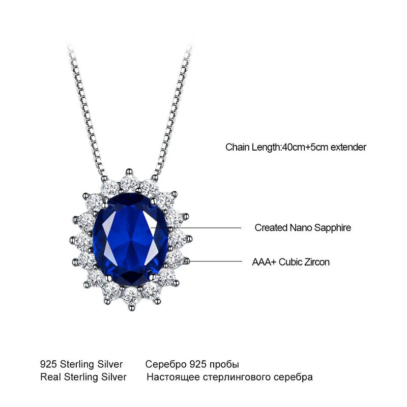 925 Sterling Silver Blue Sapphire Pendant for Women