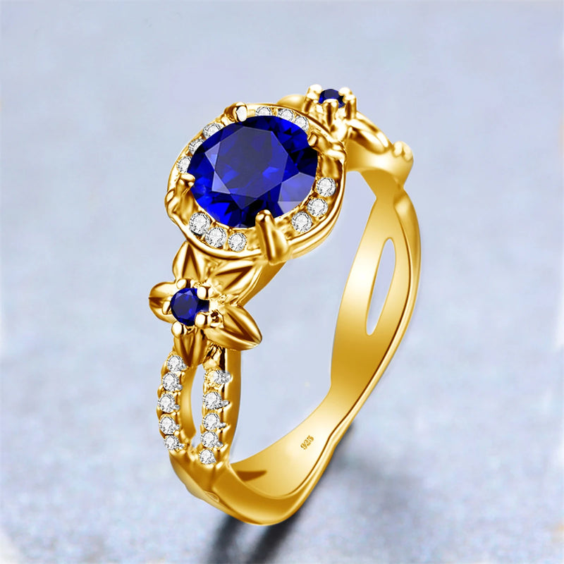 925 Sterling Silver, Natural Sapphire Ring for Women.