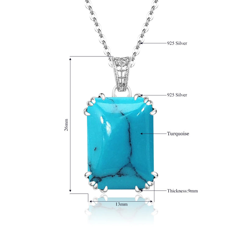 Sterling Silver Turquoise Pendant and Ring Set for Women