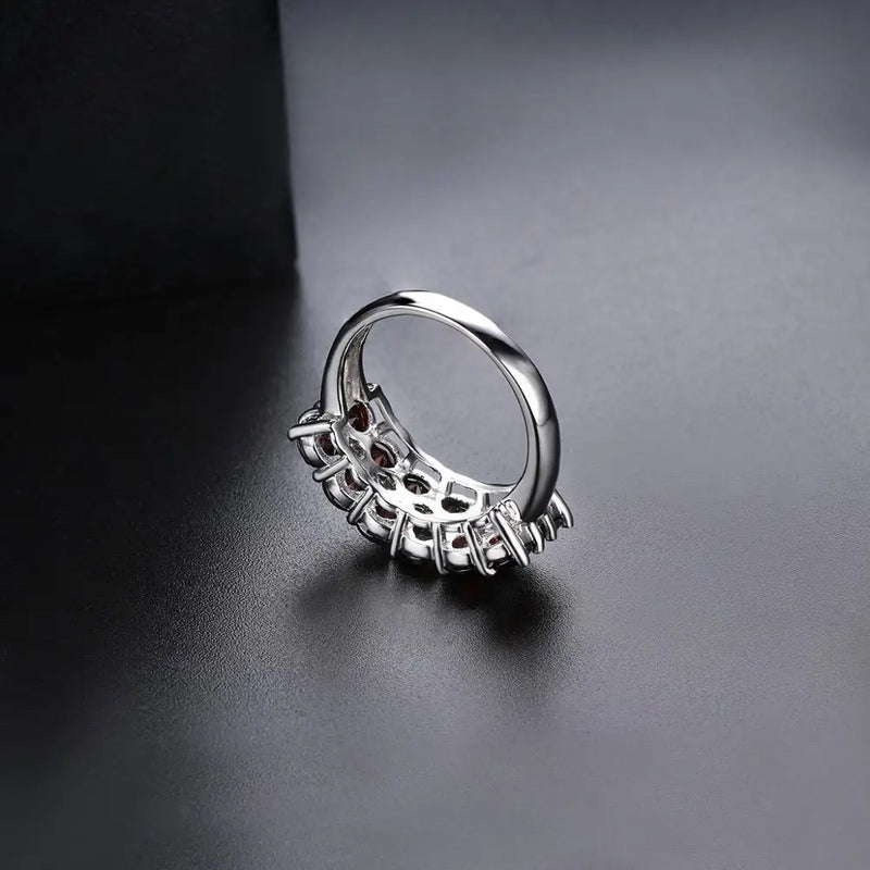 925 Sterling Silver Black Garnet Ring for Women