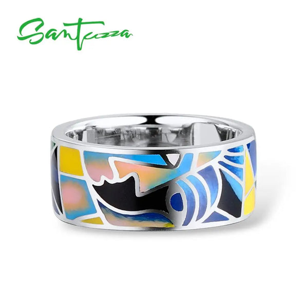 925 Sterling Silver Colorful Enamel Ring for Women