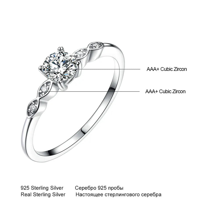 925 Sterling Silver Cubic Zirconia Solitaire Ring for Women