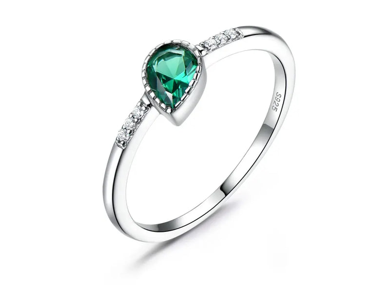 925 Sterling Silver Emerald Engagement Wedding Rings for Women