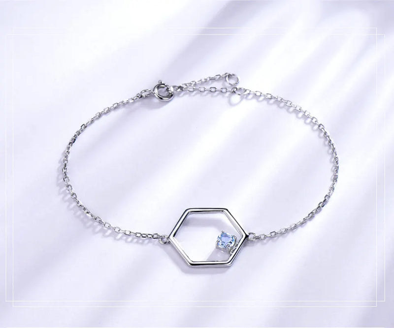 Sterling Silver Blue Topaz Bracelet for Women