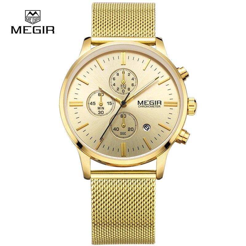 Stainless Steel Quartz Watch with Mesh Band for Men