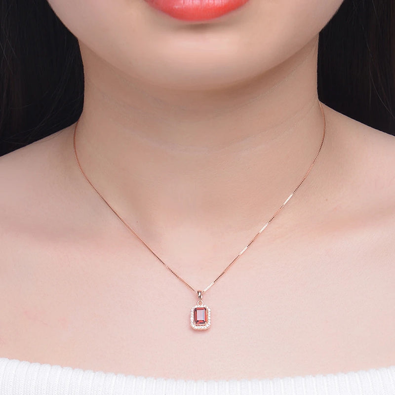 Sterling Silver 925 Garnet Gemstone Rose Gold Plated Jewelry Set For Women