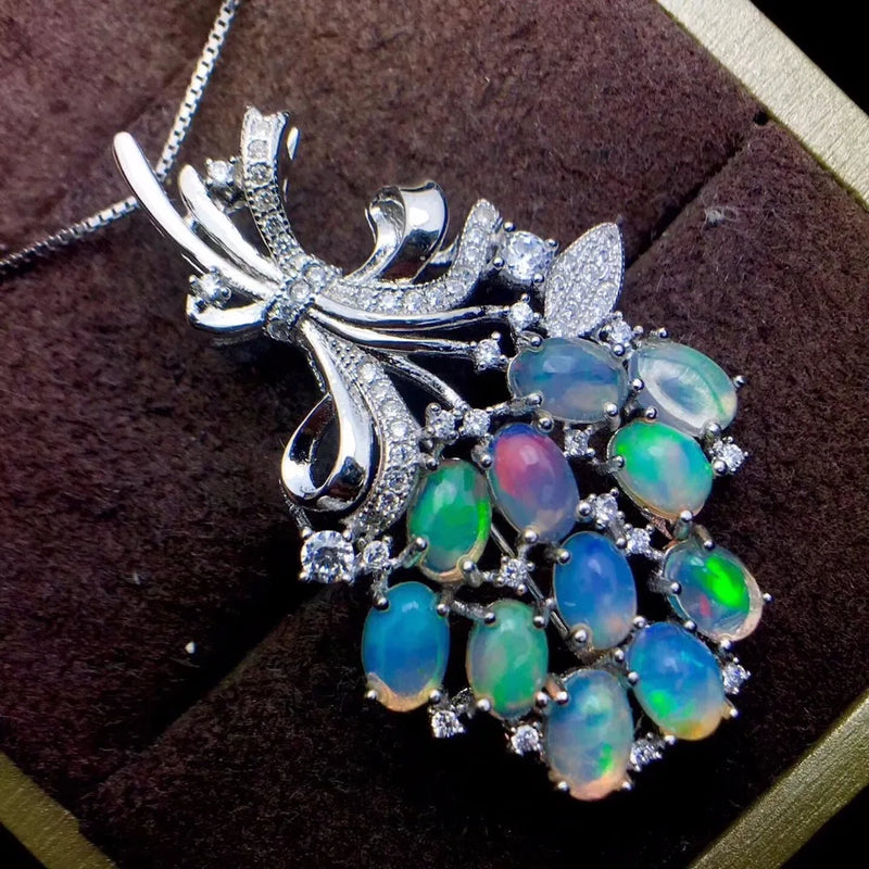 925 Silver Dual Purpose Pendant Brooch with Natural Opal Super Beautiful Natural Gemstone