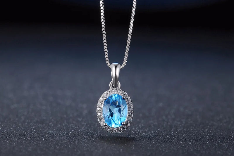 Sterling Silver 925 Blue Topaz Jewelry Set for Women