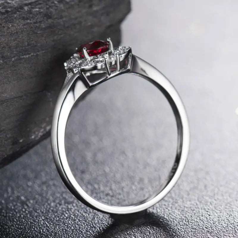 White Gold Ruby and Diamond Ring for Her