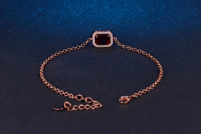 Sterling Silver 925 Garnet Gemstone Rose Gold Plated Jewelry Set For Women