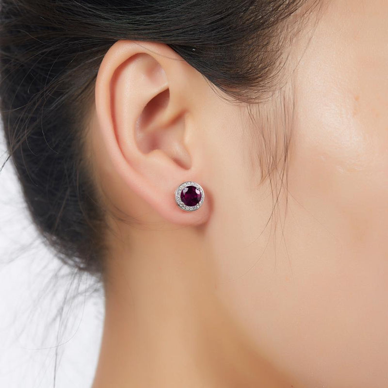 Sterling Silver Rhodolite Garnet Earrings for Women