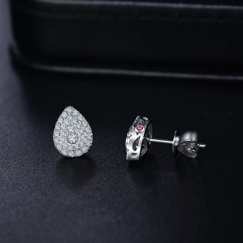 14K White Gold Pear Shape Natural Diamond Earrings for Women