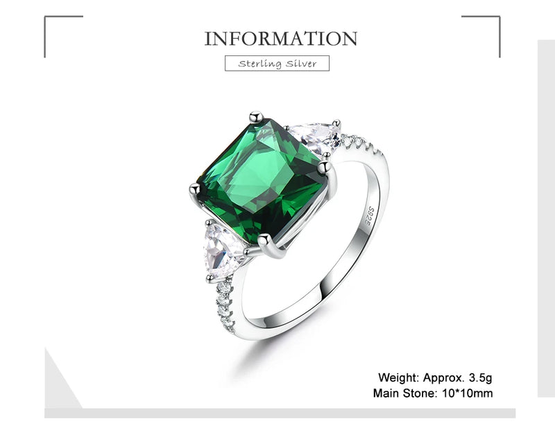 925 Sterling Silver Emerald Gemstone Ring for Women