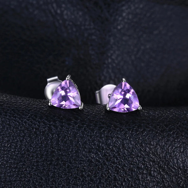 925 Sterling Silver Purple Amethyst Stud Earrings for Women