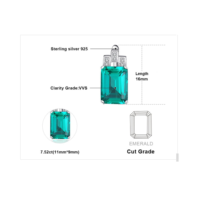 925 Sterling Silver Simulated Green Emerald Clip Earrings for Women