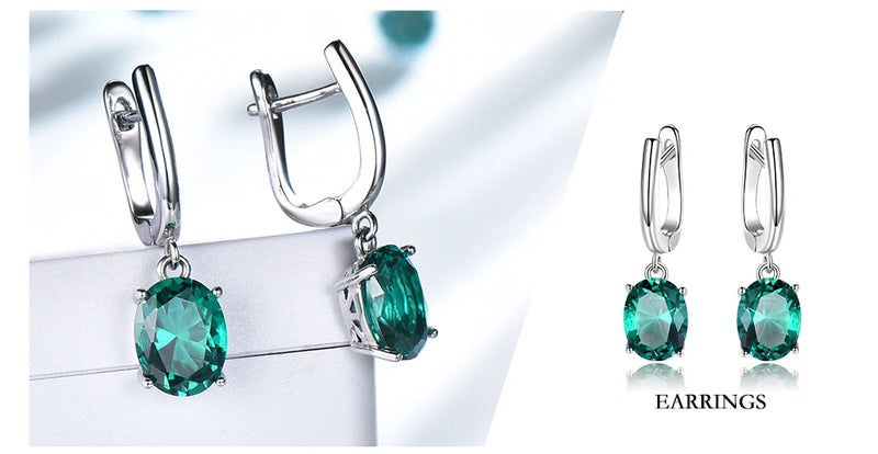 Sterling Silver Emerald Ring and Pendant Set for Women