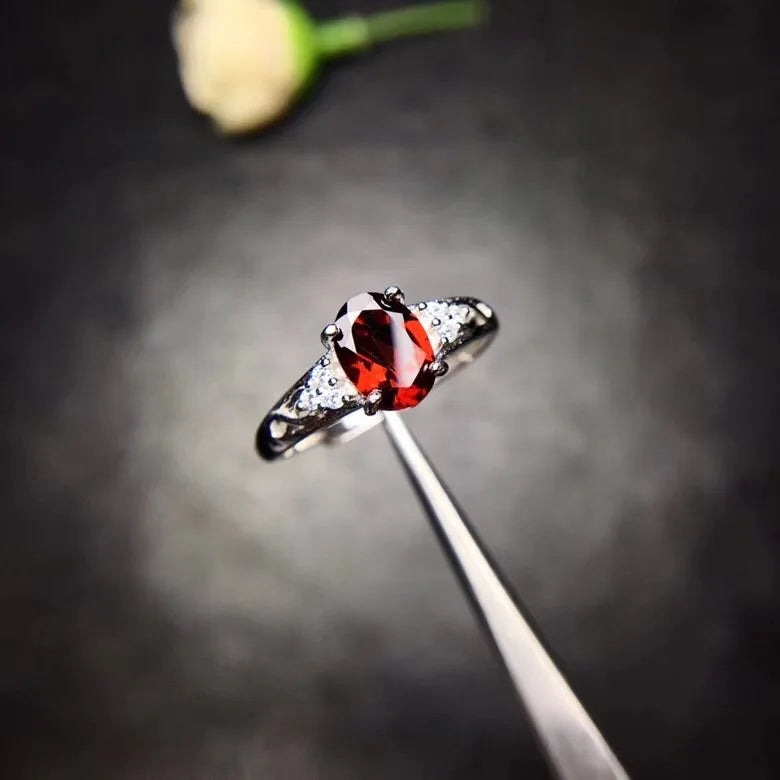 Garnet Ring, 925 Silver, Natural, Beautiful Colors