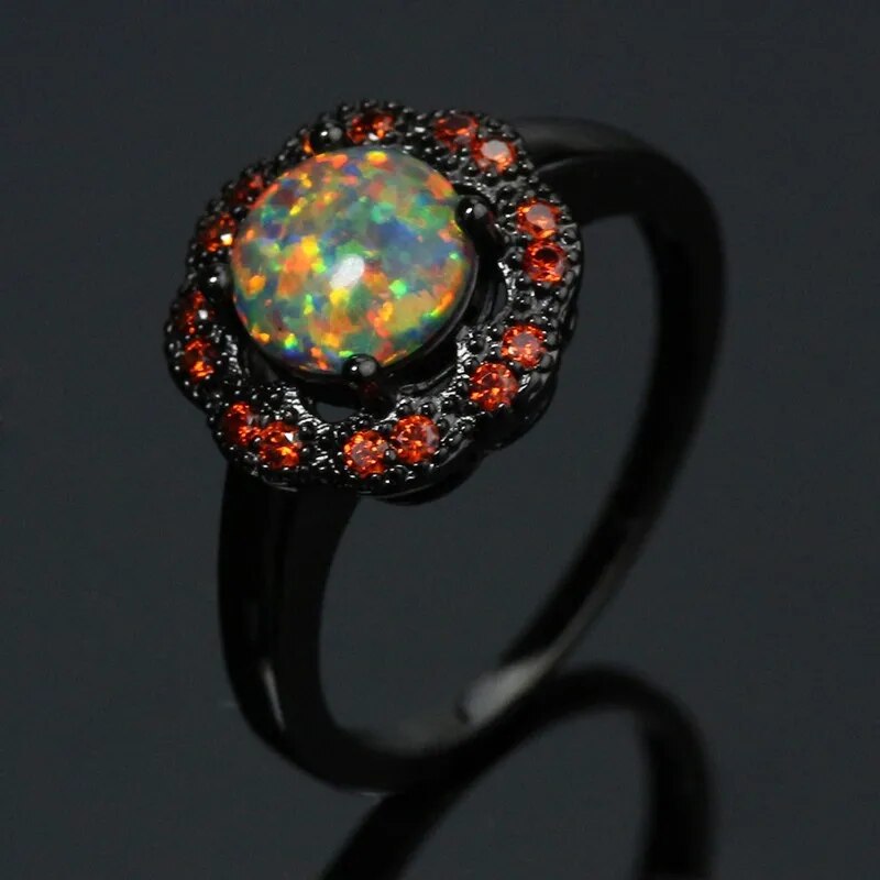 Gold Filled Fire Opal Ring for Women